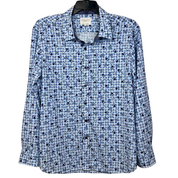 Con.Struct shirt men’s XXL-2XL Slim fit, 4-way stretch, flip cuffs, dog print! - Picture 1 of 7